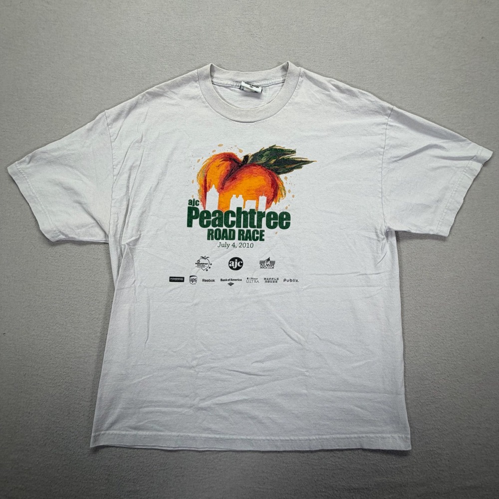 Cotton Graphics Mens T-Shirt Relaxed White 2010 Peachtree Road Race XL